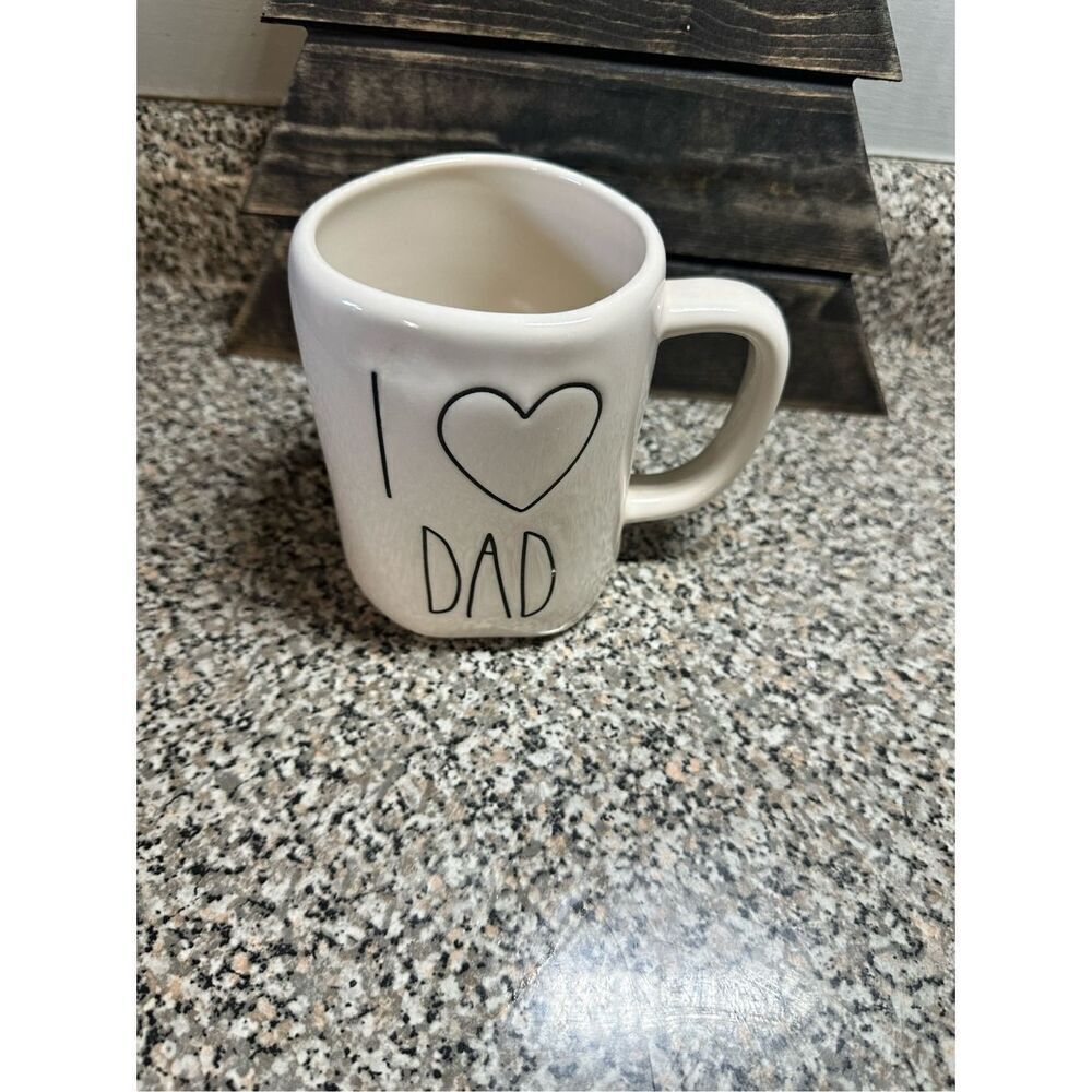 Rae Dunn I Love Dad Ceramic Coffee Mug White